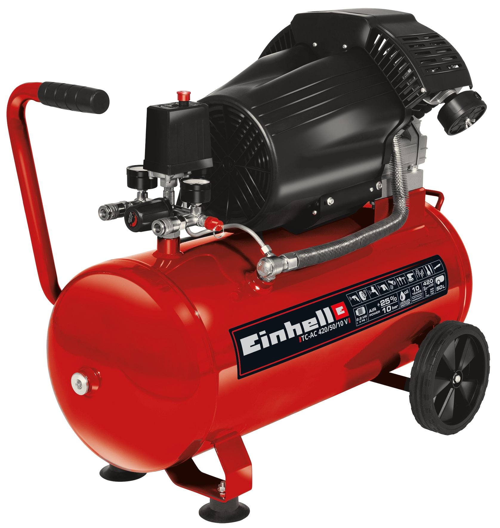 Einhell TC-AC 420/50/10 V kompressor med 50 liters tank og to cylindre
